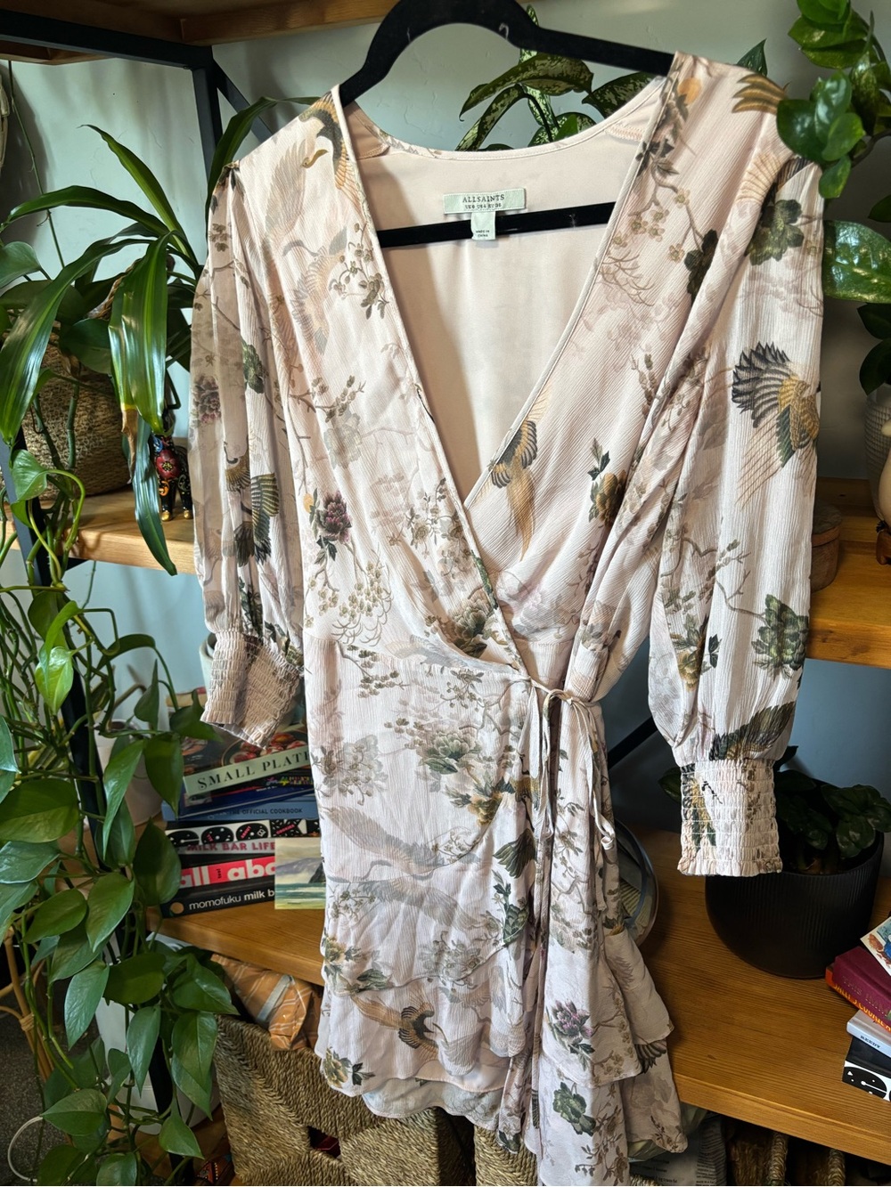 All Saints Ari Peggy Floral Print Mini Wrap Dress | Size 4 - Picture 6 of 8